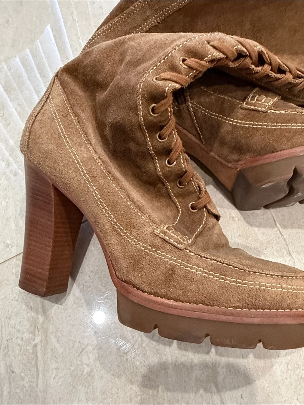 KORS Michael Kors Tall Lace-Up Suede Over-the-Knee Boots in Brown